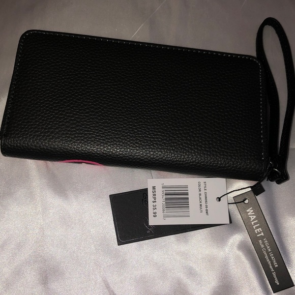 Ed Hardy Black ZA Wallet Love Kills Slowly & Pink Multi Color Floral Print NWT - Picture 7 of 15